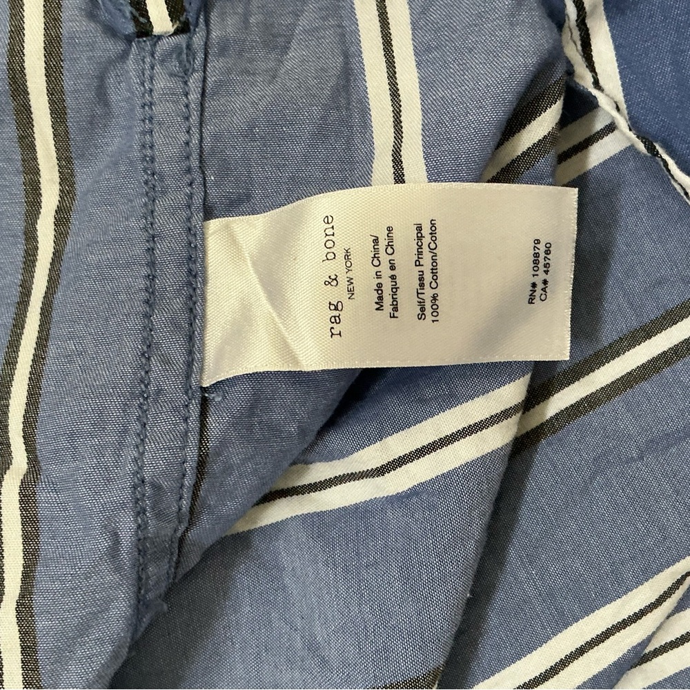 Rag and bone blue white, black striped shirt, dress long sleeve size medium - Picture 9 of 9